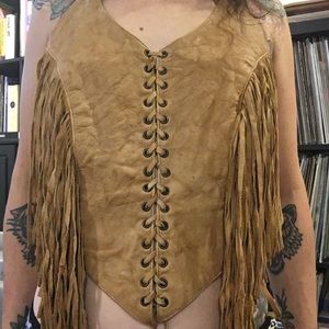 Suede Halter Fringe Top